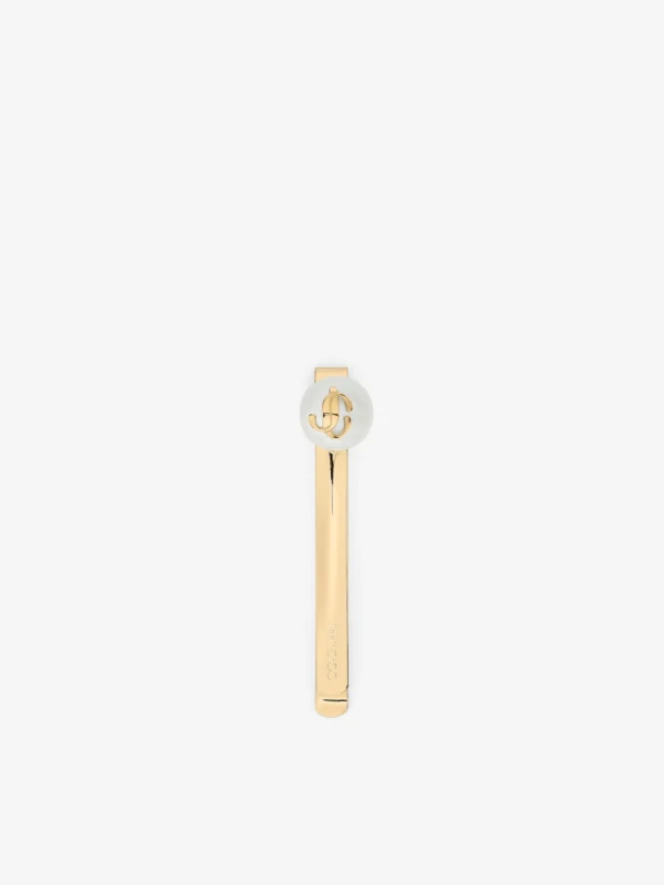 Jimmy Choo Hair Slide Gold Finish Pearl Hair Slide