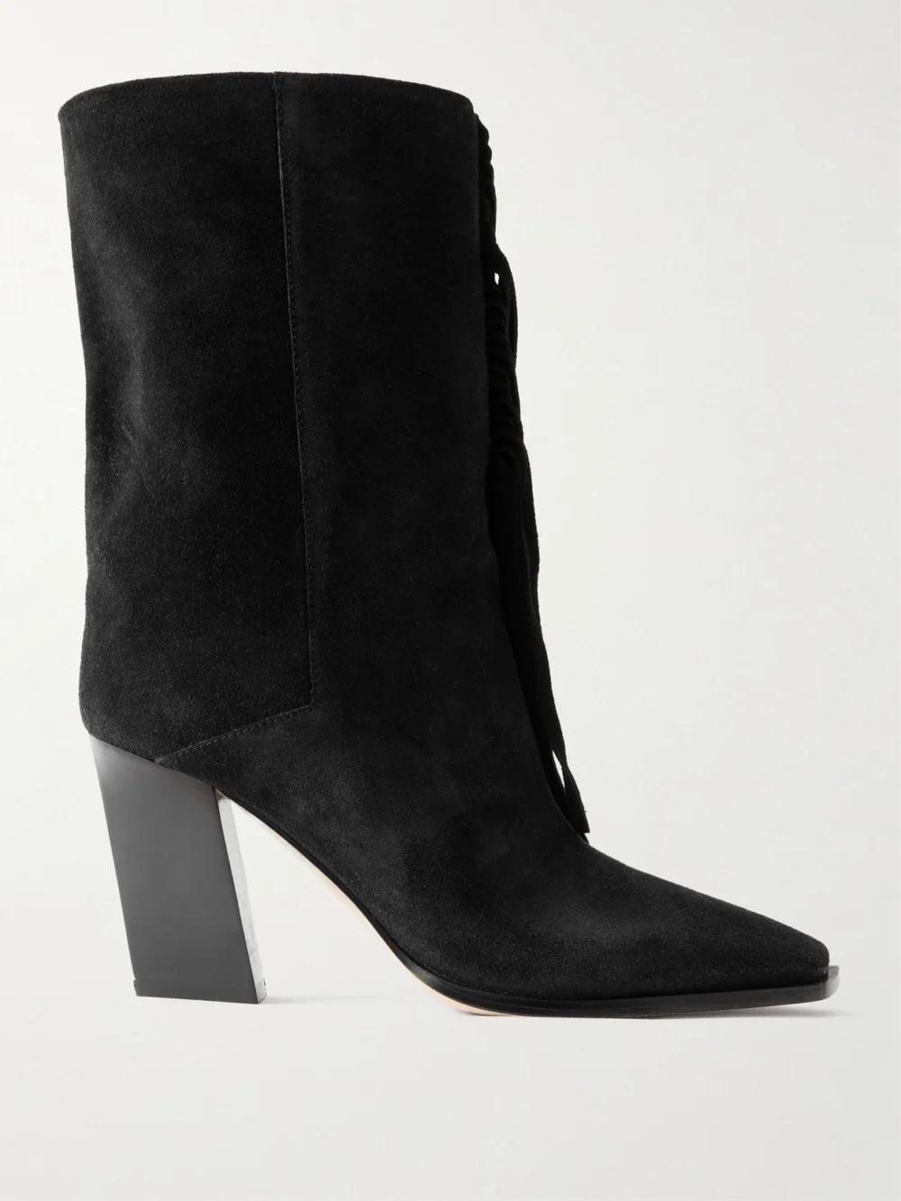Jimmy Choo Hart 85 Fringed Suede Boots in black