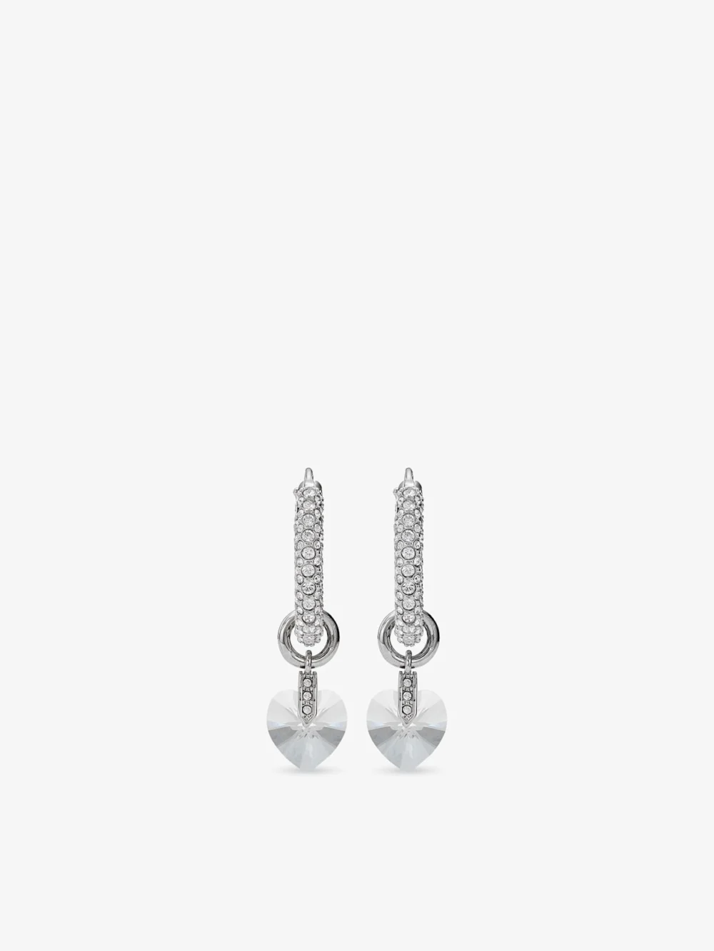 Jimmy Choo Heart Hoops Silver Finish Heart Hoop Earrings with Crystals in silver