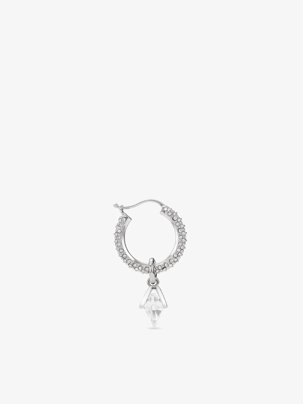 Jimmy Choo Heart Hoops Silver Finish Heart Hoop Earrings with Crystals, another view