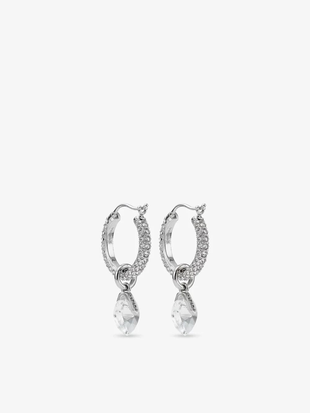 Jimmy Choo Heart Hoops Silver Finish Heart Hoop Earrings with Crystals, another view