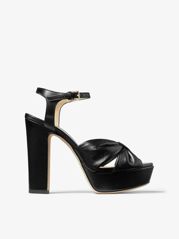 Jimmy Choo Heloise 120 Black Nappa Leather Platform Sandals