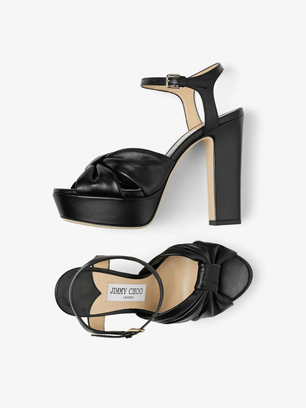 Jimmy Choo Heloise 120 Black Nappa Leather Platform Sandals, another view