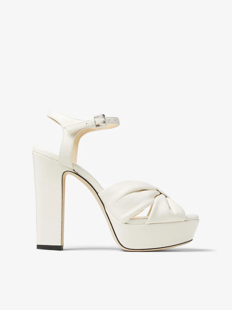 Jimmy Choo Heloise 120 Latte Nappa Leather Platform Sandals