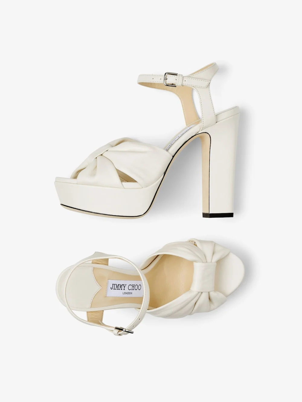 Jimmy Choo Heloise 120 Latte Nappa Leather Platform Sandals, another view