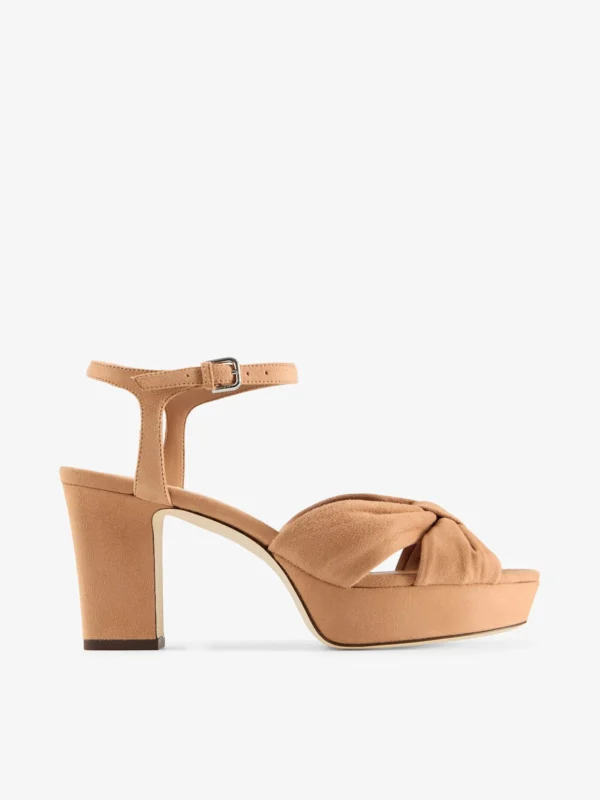 Jimmy Choo Heloise 80 Toffee Suede Platform Sandals