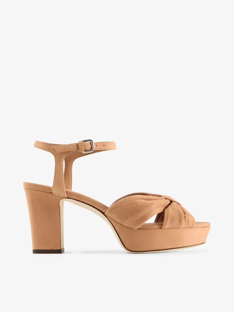 Jimmy Choo Heloise 80 Toffee Suede Platform Sandals