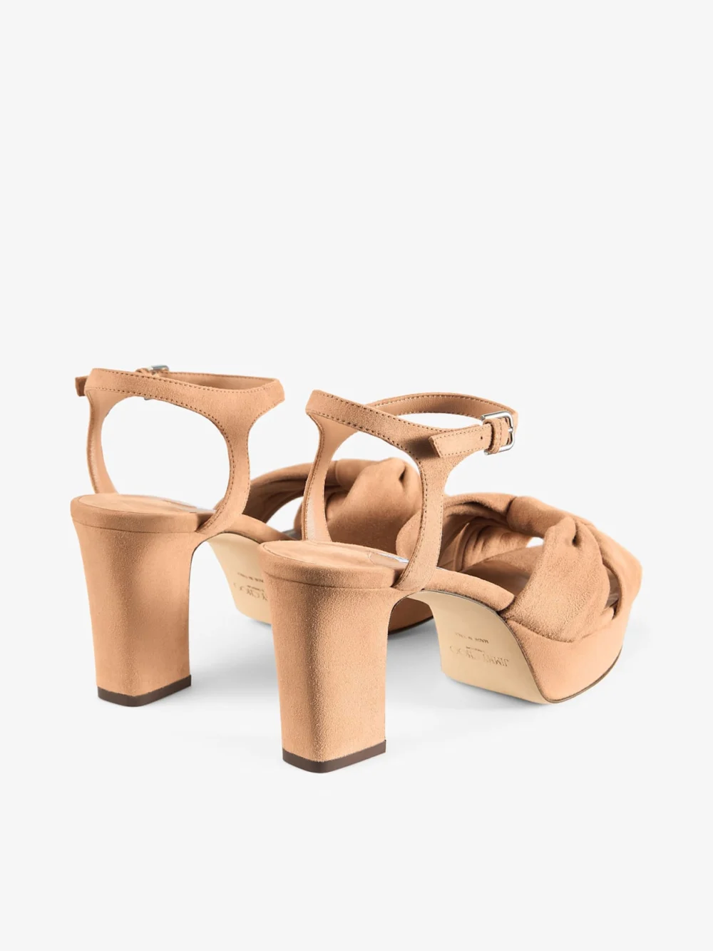 Jimmy Choo Heloise 80 Toffee Suede Platform Sandals, another view