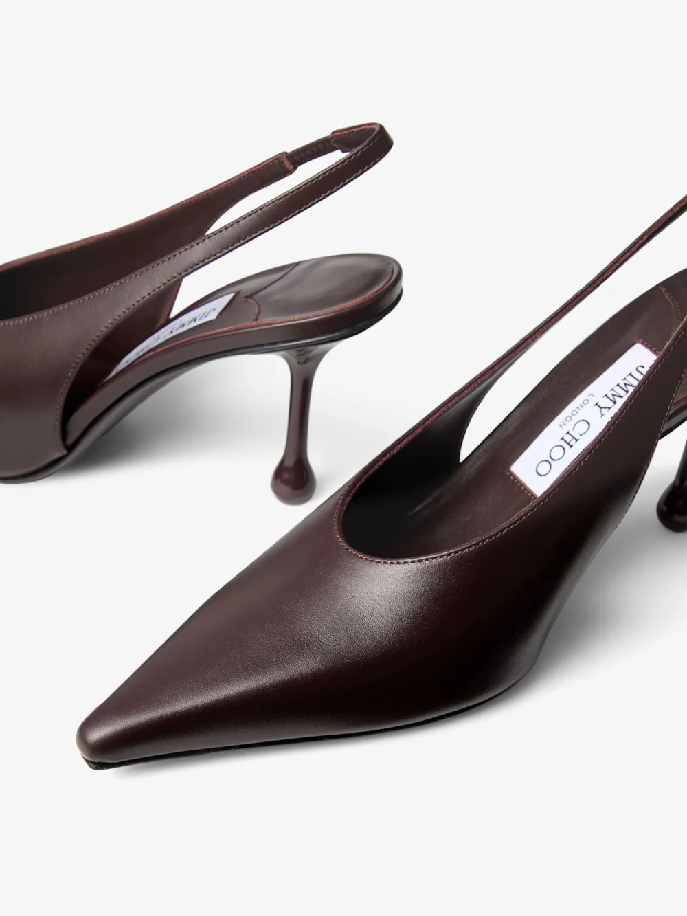 Back view of the Jimmy Choo Isa 80 Deep Merlot Calf Leather Pumps