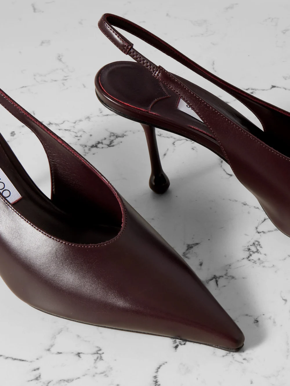 Close-up detail of the Jimmy Choo Isa 80 Leather Pumps