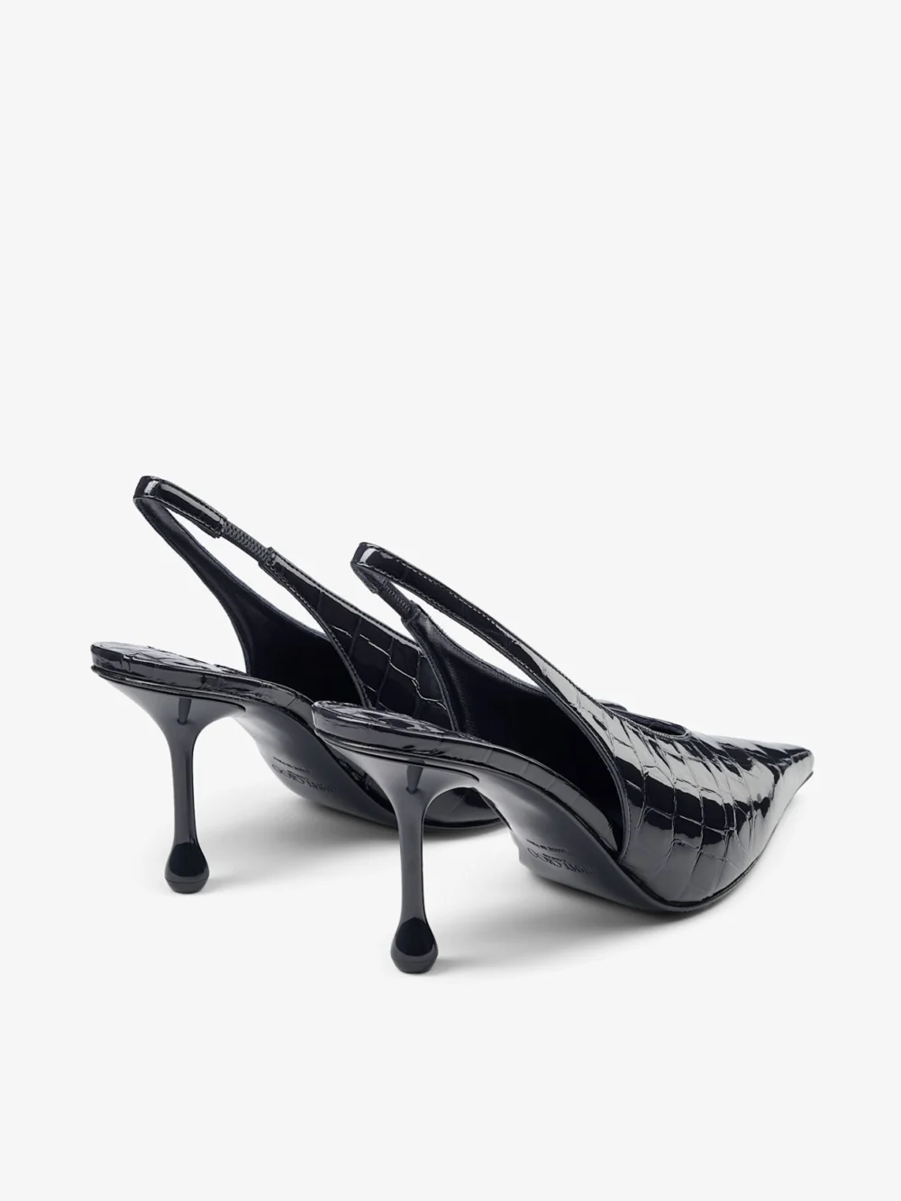 Jimmy Choo Isa 80 Marine Shiny Croc Embossed Leather Slingbacks, another view