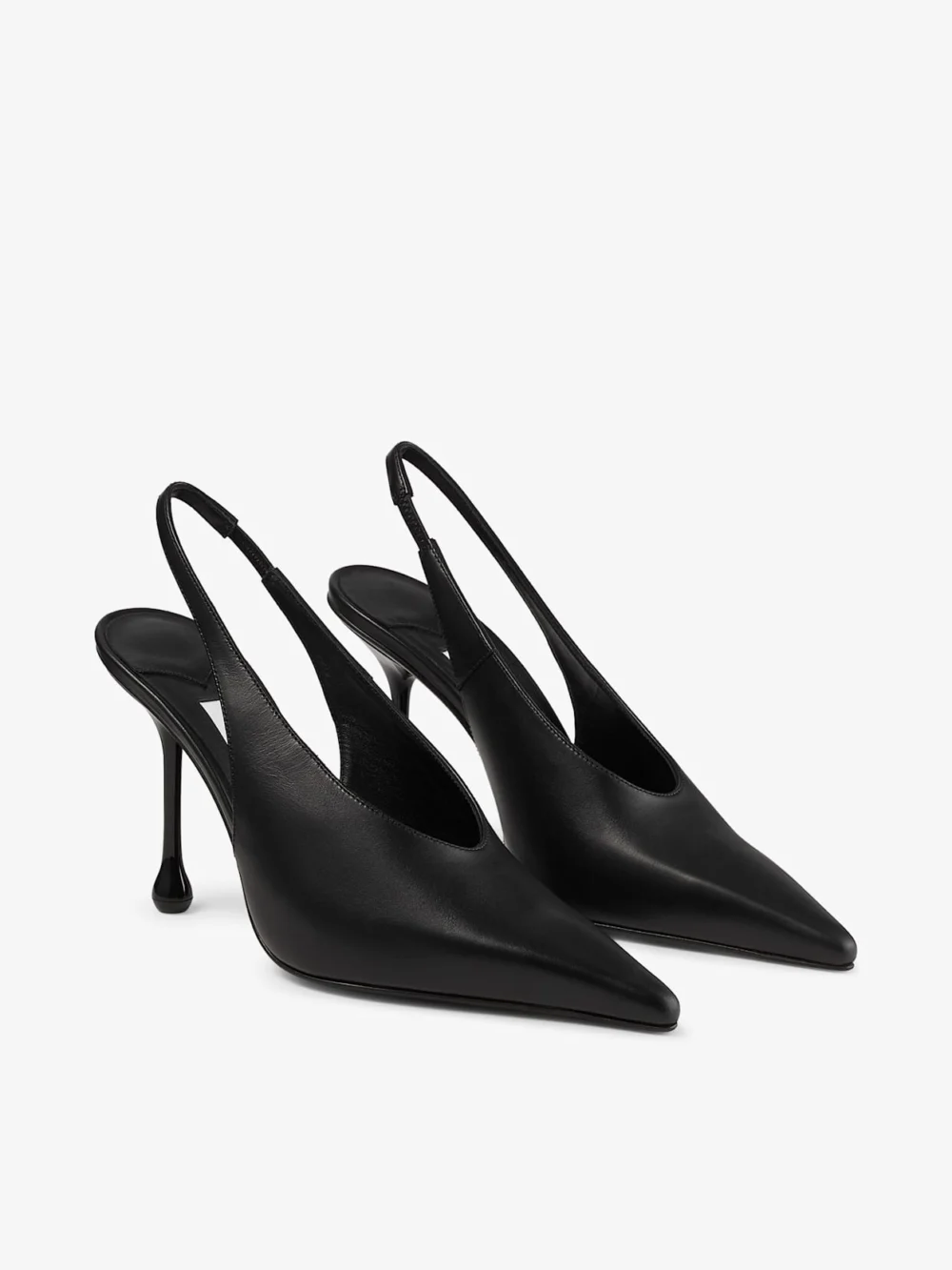 Back view of the Jimmy Choo Isa 95 Black Leather Pumps