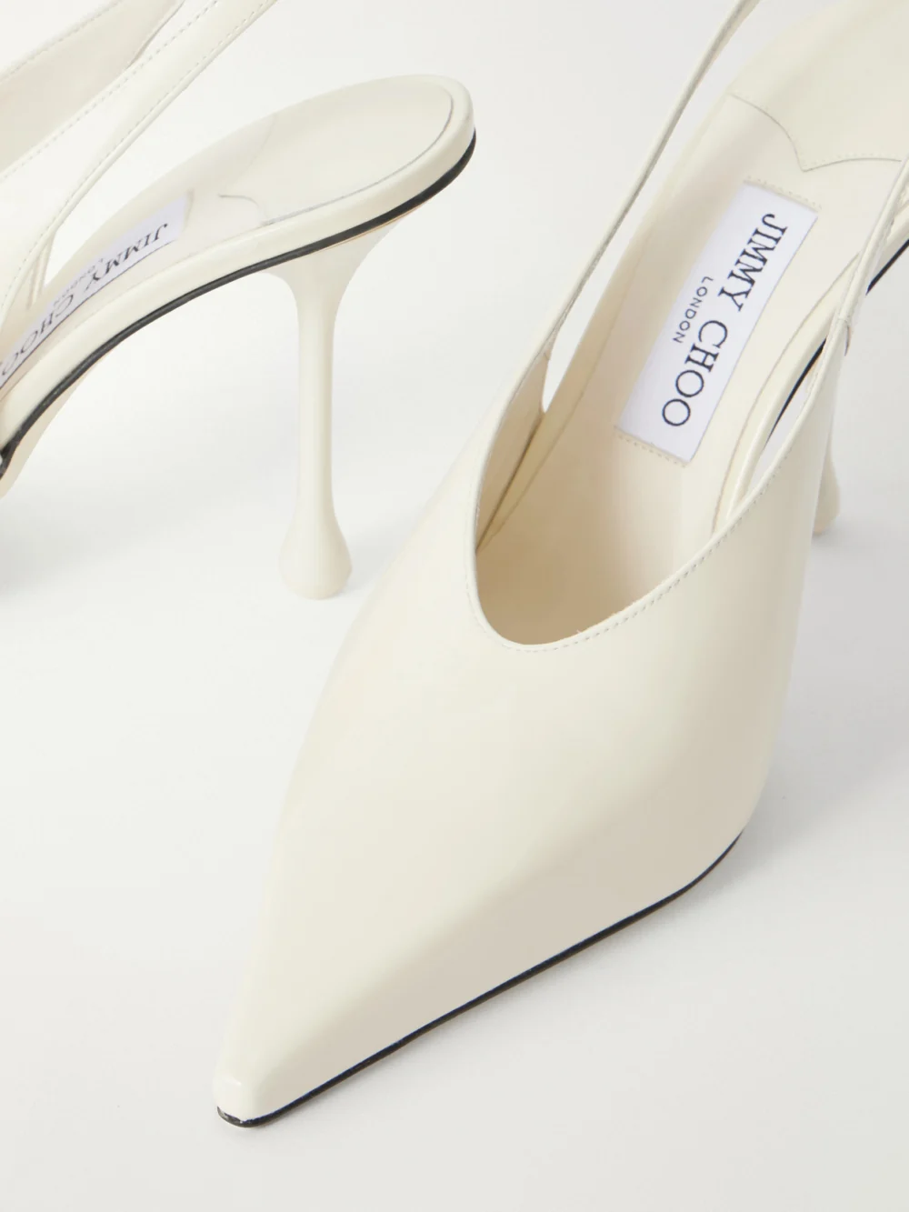 Close-up detail of the Jimmy Choo Isa 95 Patent-leather Pumps