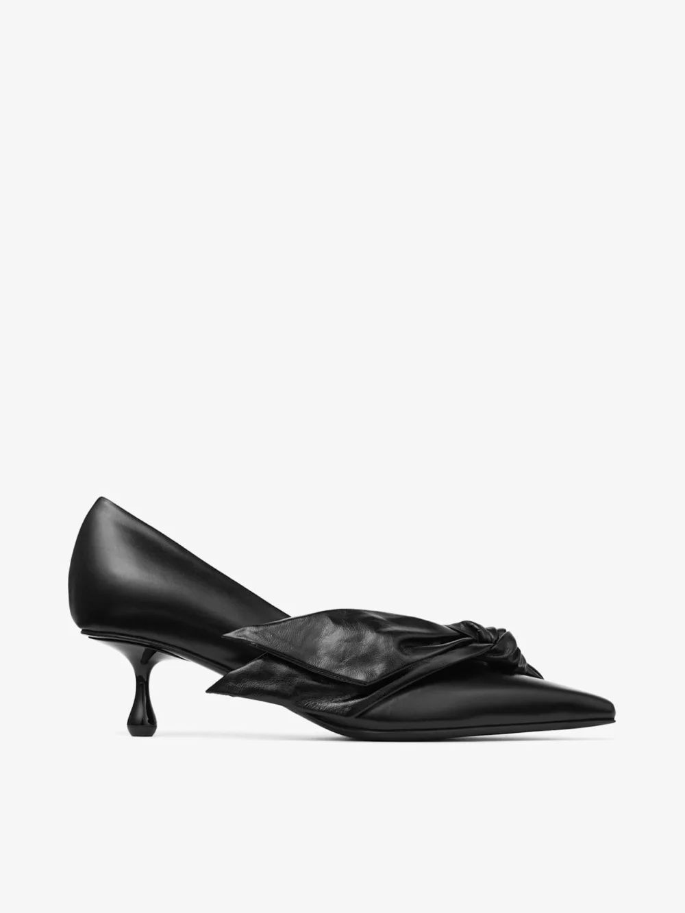 Jimmy Choo Issy Pump 50 Black Leather Pumps with Oversized Bow in black