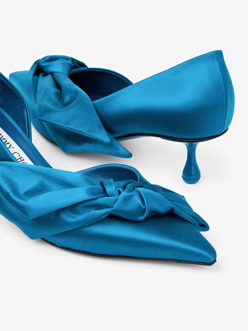 Jimmy Choo Issy Pump 50 Lagoon Satin Sandals with Oversized Bow, another view