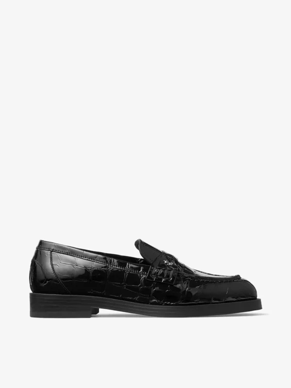 Jimmy Choo Ivy Loafer Black Croc Embossed Leather Loafers