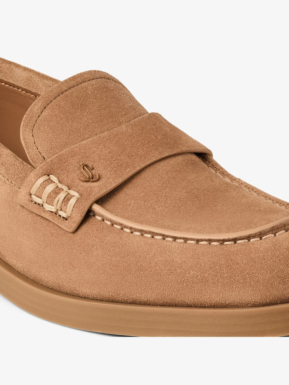 Back view of the Jimmy Choo Ivy Loafer Toffee Velvet Suede Loafers