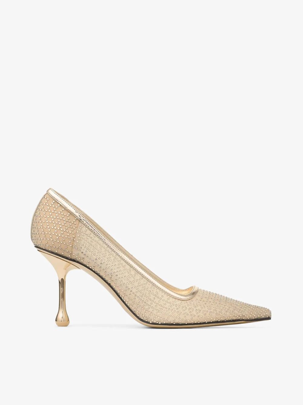 Jimmy Choo Ixia 80 Gold Illusion Crystal Mesh and Liquid Metal Leather Pumps in silver