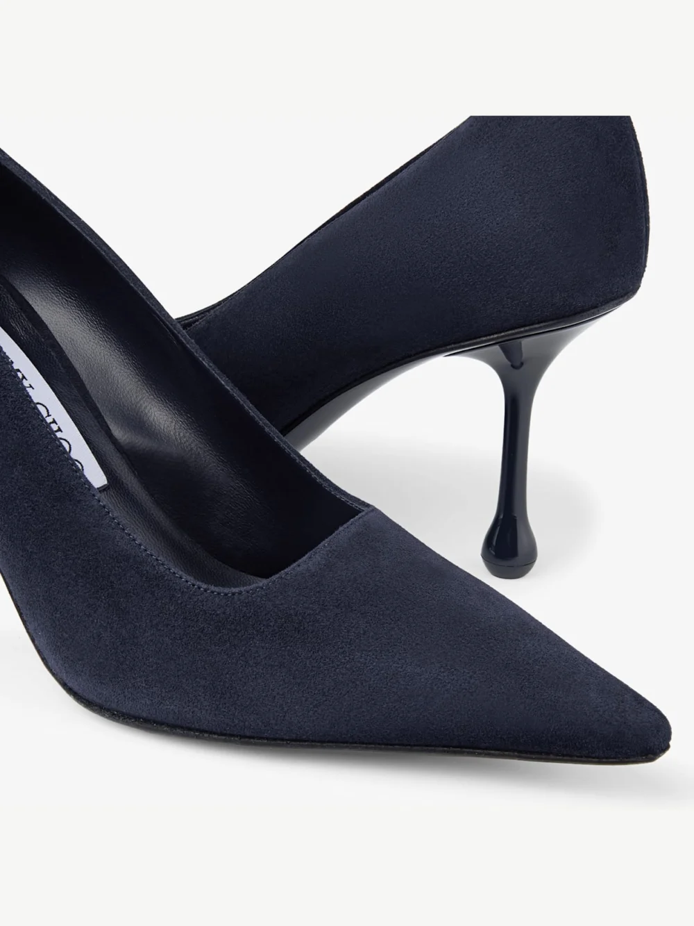 Back view of the Jimmy Choo Ixia 80 Marine Suede Pumps
