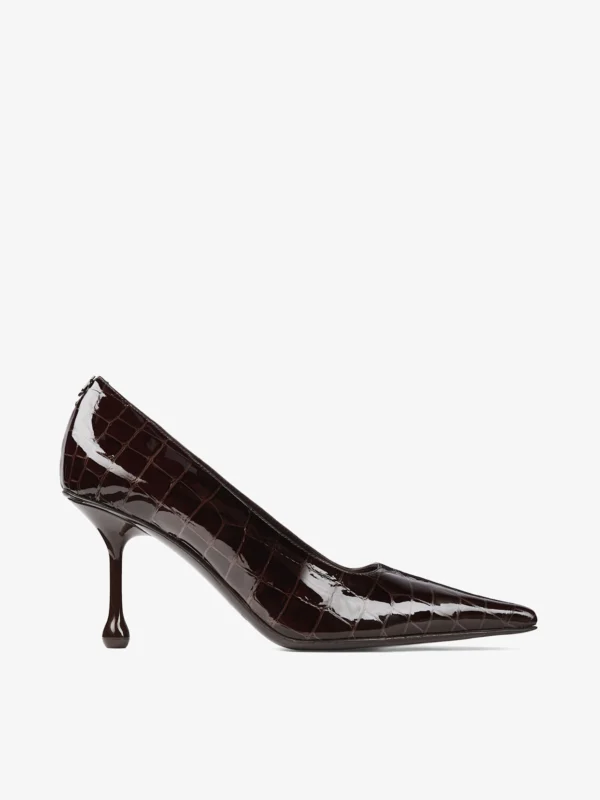 Jimmy Choo Ixia 80 Sambuco Shiny Croc Embossed Leather Pumps