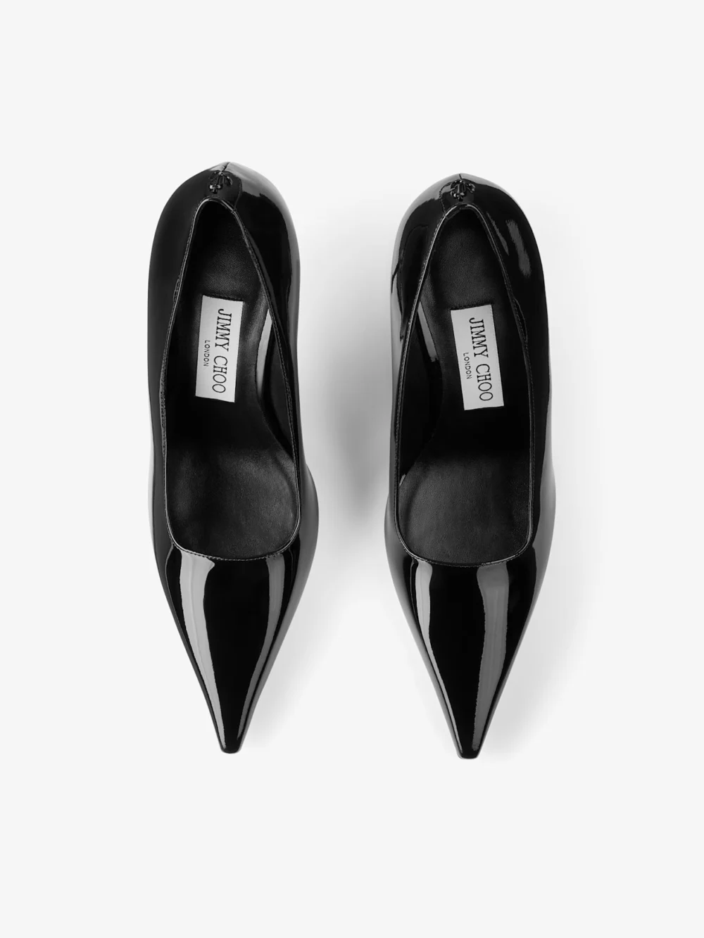 Back view of the Jimmy Choo Ixia 95 Black Patent Leather Pumps