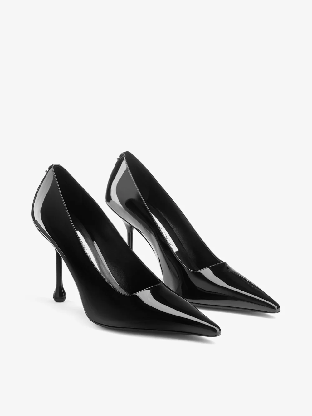 Side view of the Jimmy Choo Ixia 95 Black Patent Leather Pumps
