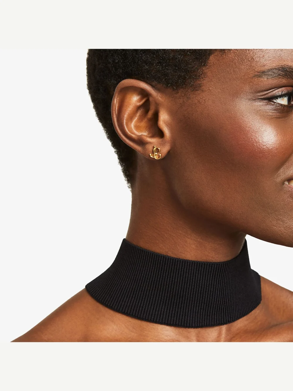 Back view of the Jimmy Choo Jc Mini Studs Gold Finish Metal Jc Mini Stud Earrings