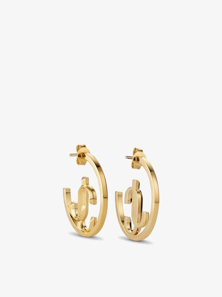 Jimmy Choo Jc Monogram Hoops Gold Finish Metal Jc Monogram Hoops