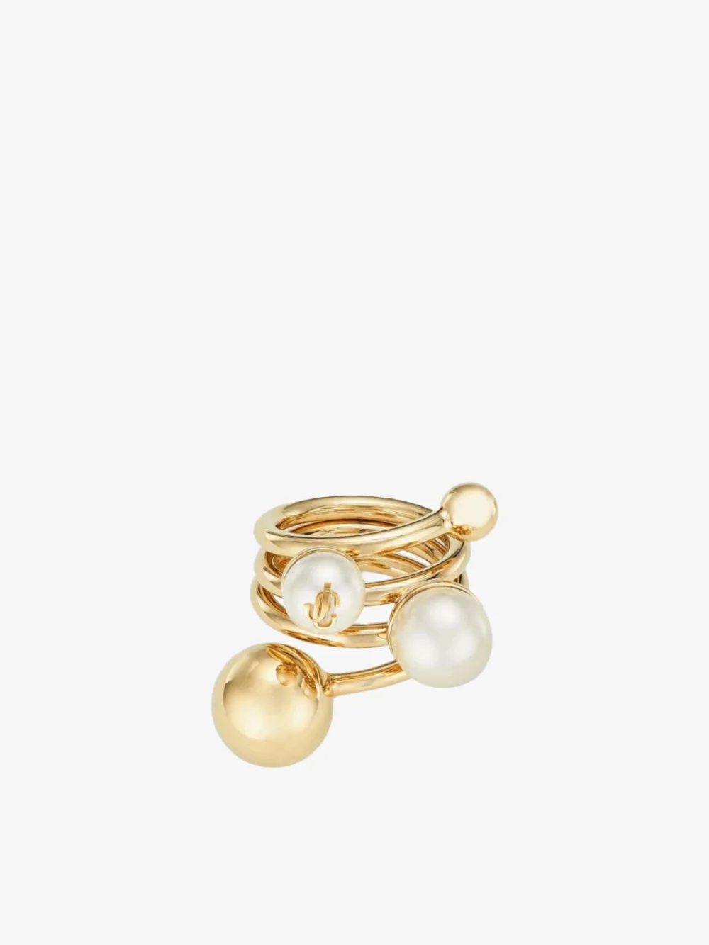 Jimmy Choo Jc Multi Pearl Ring Gold Finish Metal Ring with Pearls in gold