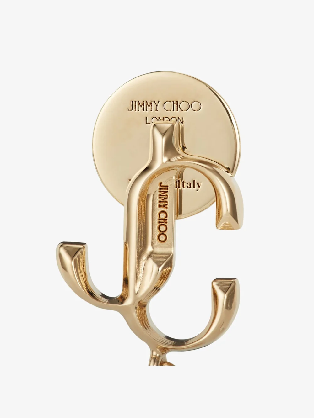 Close-up detail of the Jimmy Choo Jc Pearl Earring Gold Finish Metal Jc Pearl Stud Earrings