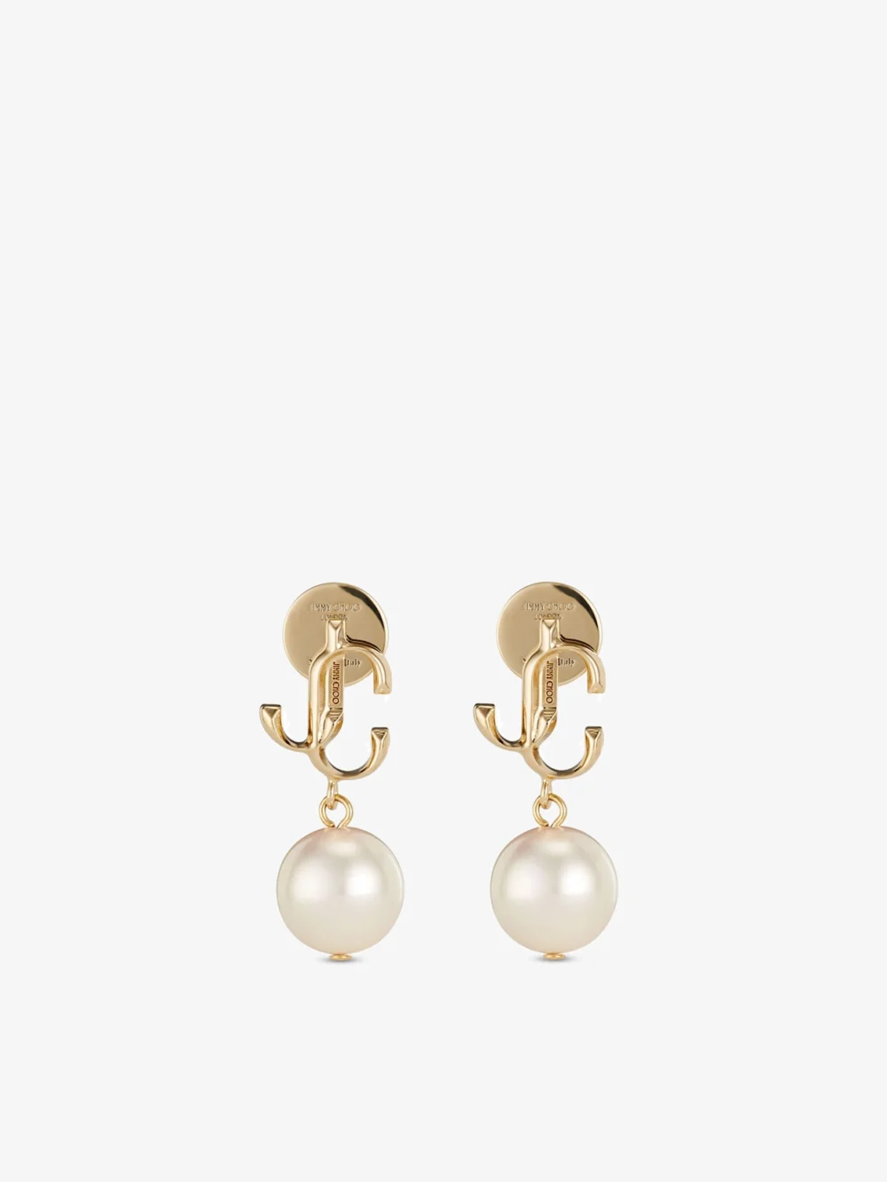 Jimmy Choo Jc Pearl Earring Gold Finish Metal Jc Pearl Stud Earrings in gold