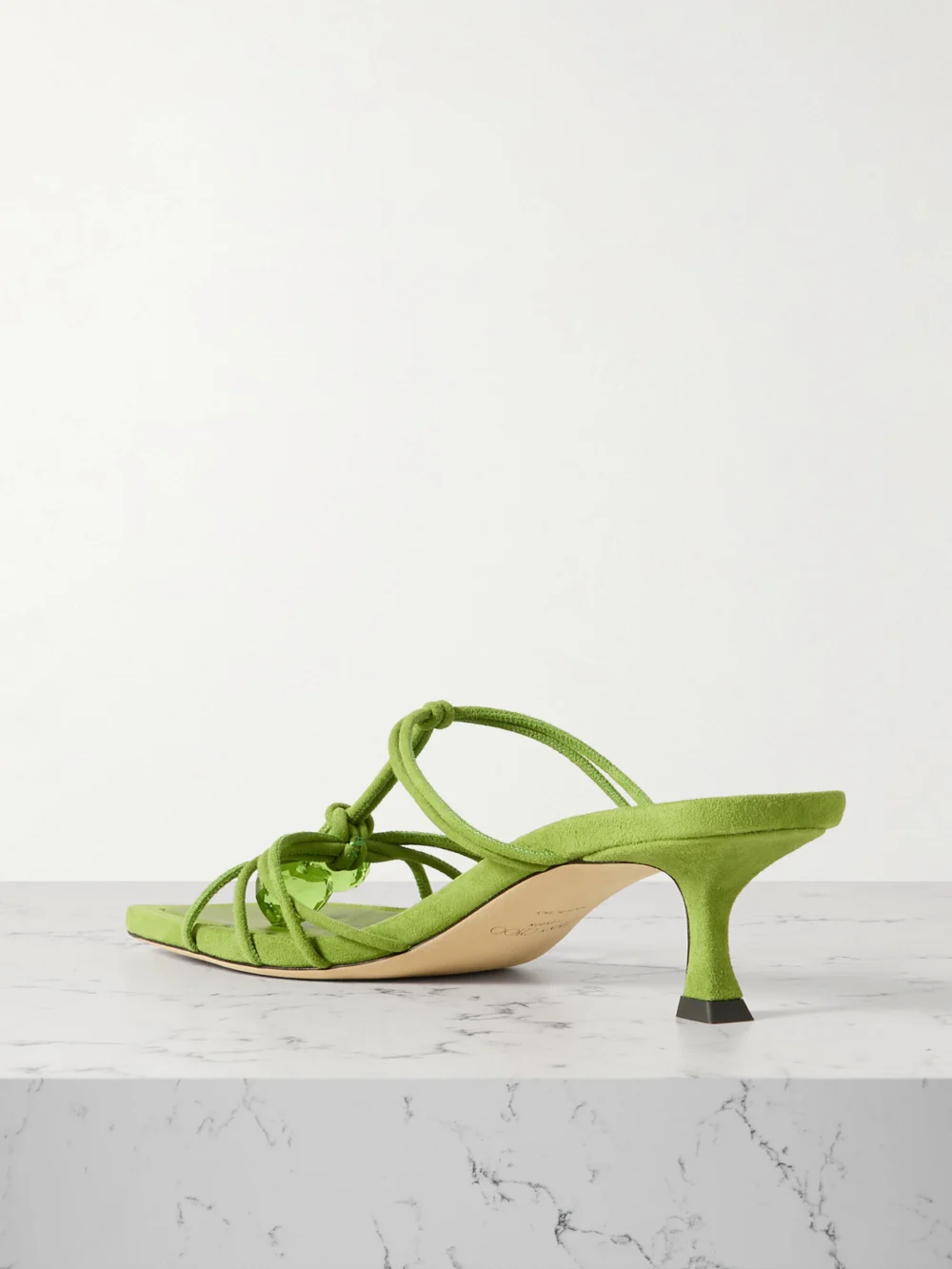 Back view of the Jimmy Choo Jemma 50 Crystal-embellished Suede Mules