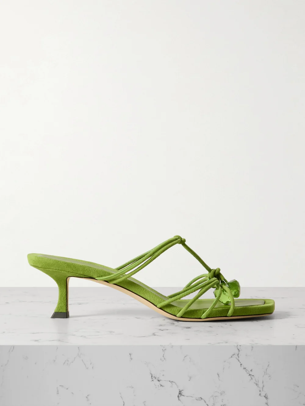 Jimmy Choo Jemma 50 Crystal-embellished Suede Mules in green