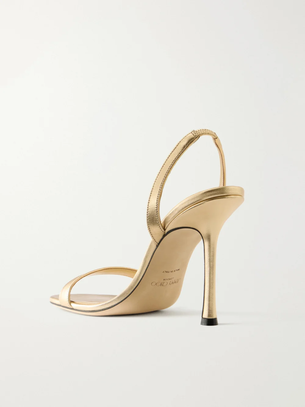 Back view of the Jimmy Choo Jenn 100 Metallic Leather Sandals