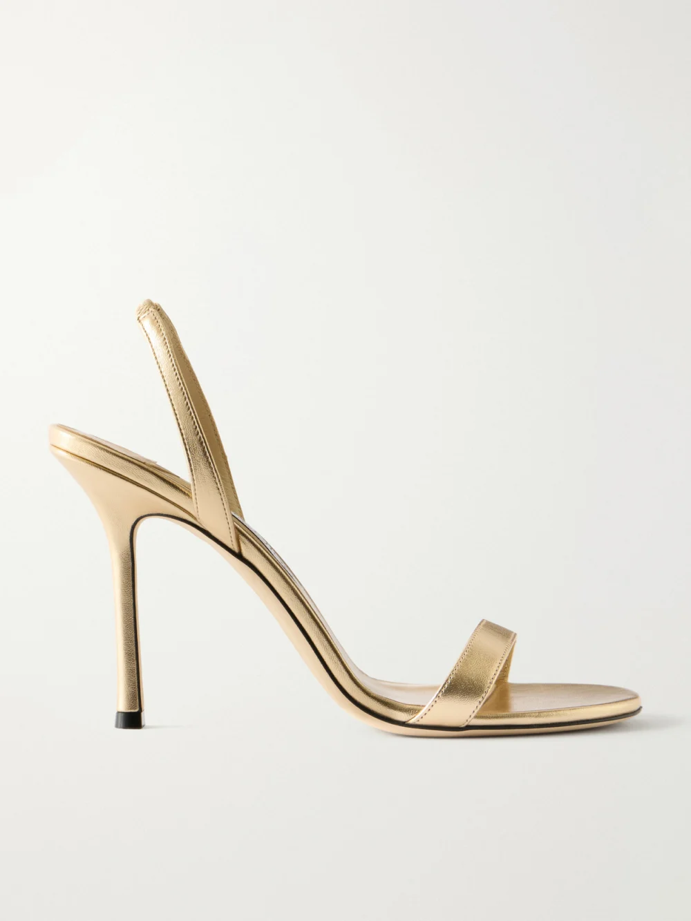 Jimmy Choo Jenn 100 Metallic Leather Sandals in gold