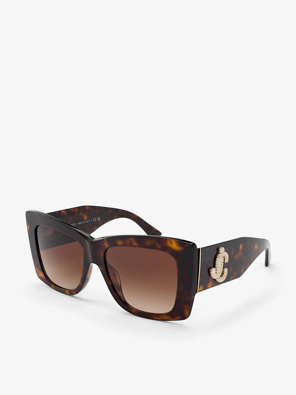 Side view of the Jimmy Choo Juliana Brown Havana Square Sunglasses
