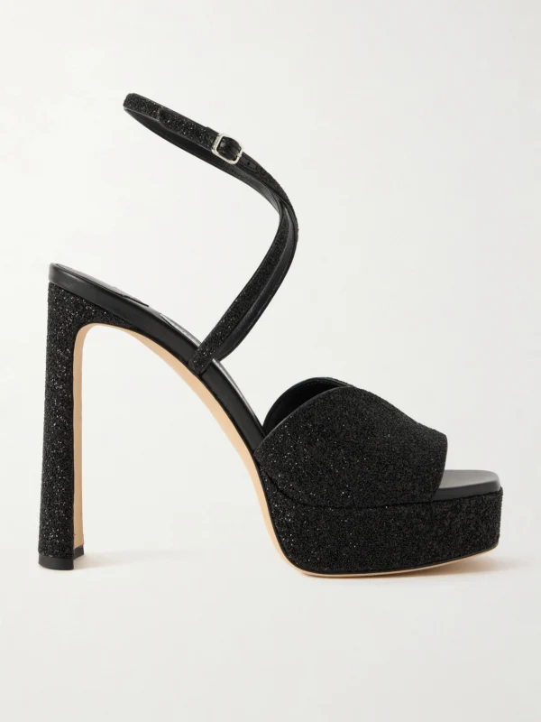 Jimmy Choo Karly 125 Glittered Leather Sandals