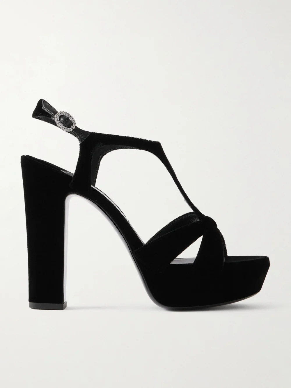 Jimmy Choo Kesia 120 Crystal-embellished Velvet Platform Sandals in black