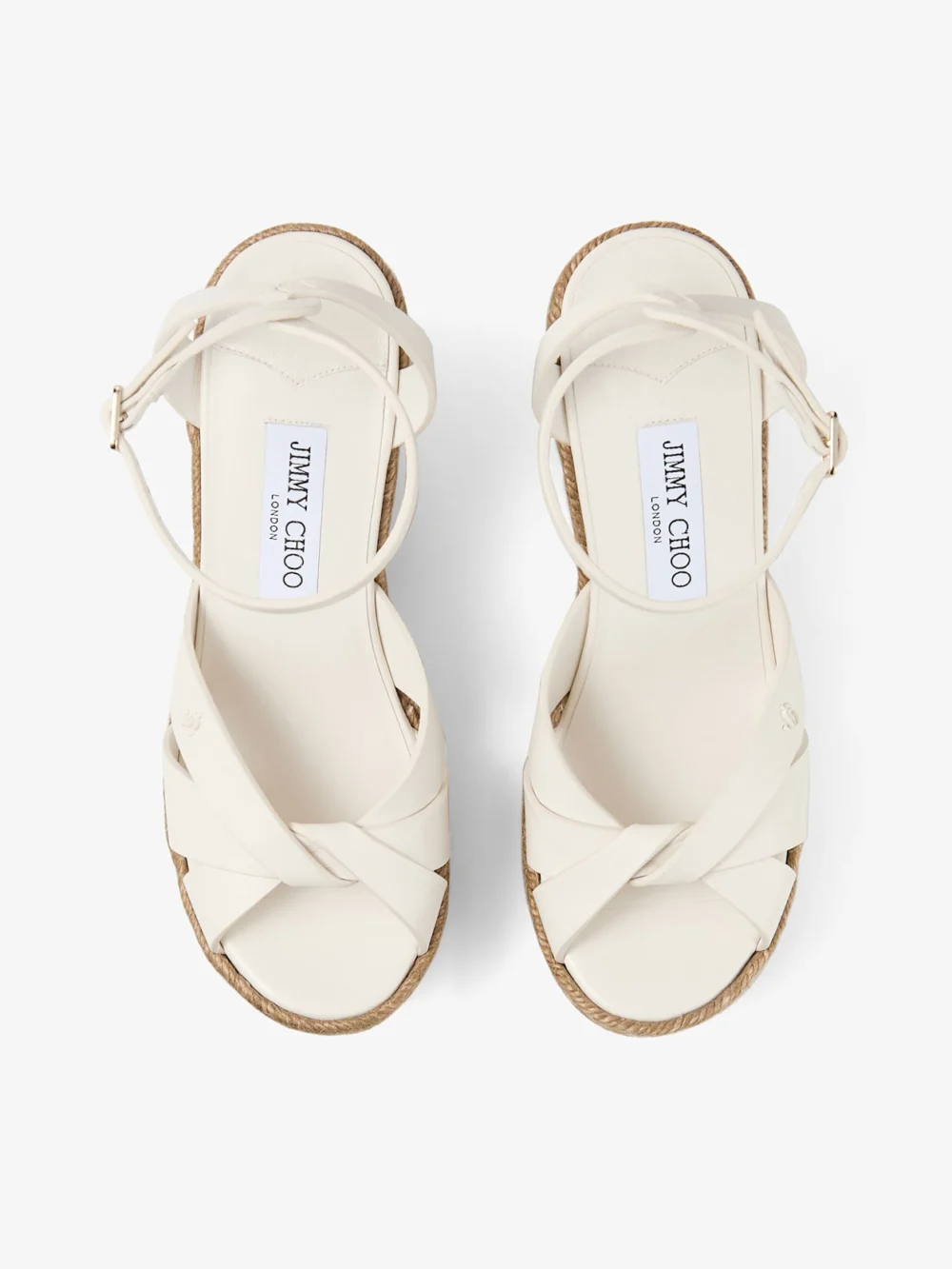Jimmy Choo Korra 100 Latte Nappa Leather Wedges, another view