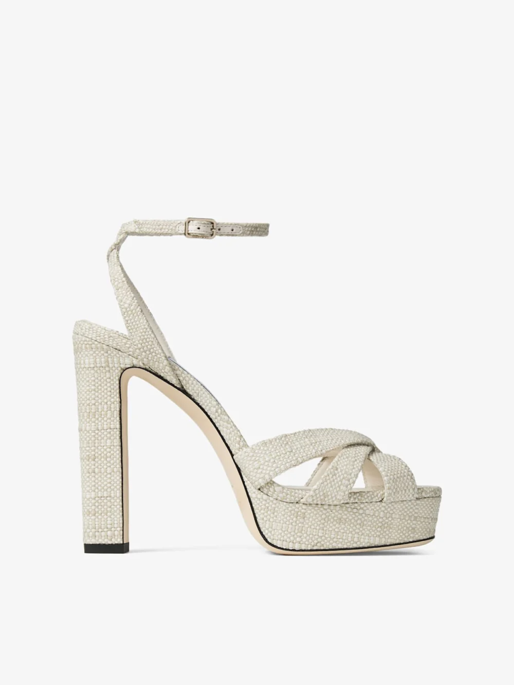 Jimmy Choo Kove 120 Natural Fine Raffia Platform Sandals in neutral