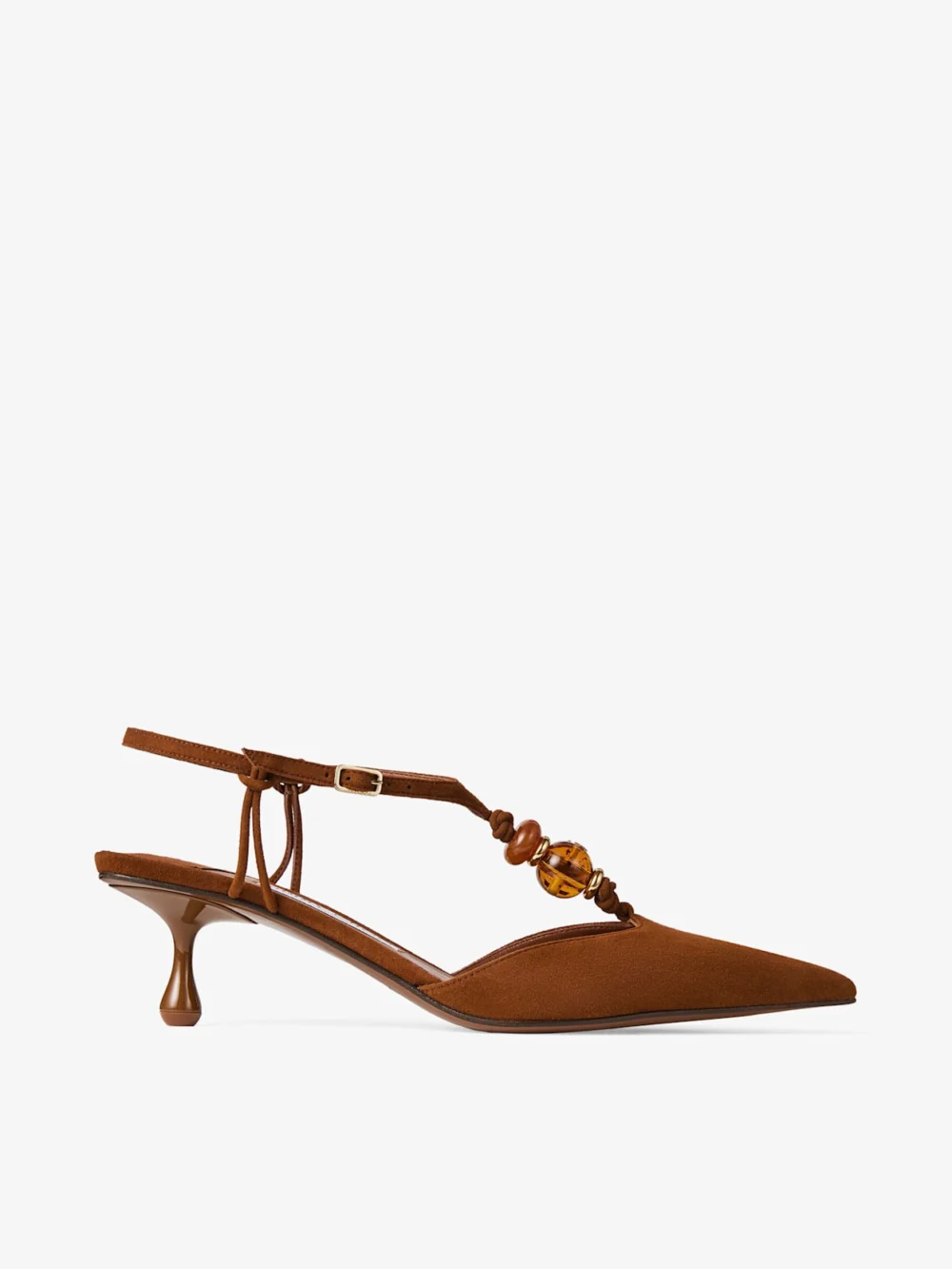 Jimmy Choo Lauri 50 Tan Mix Suede Slingbacks with Beads in tan mix