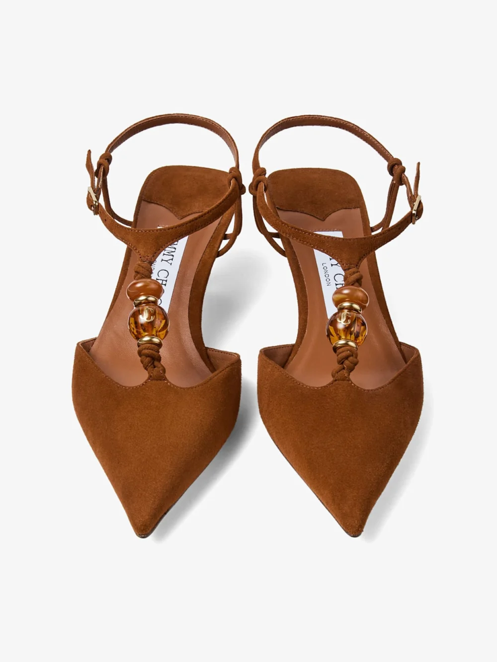 Jimmy Choo Lauri 50 Tan Mix Suede Slingbacks with Beads, another view