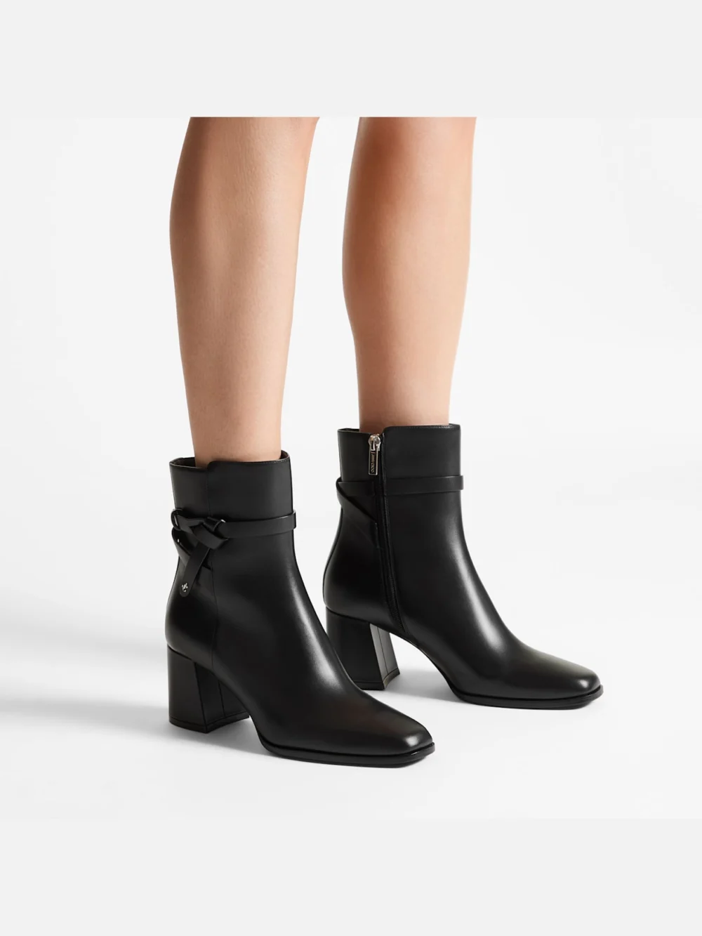Side view of the Jimmy Choo Lawton Ankle Boot 65 Black Calf Leather Ankle Boot