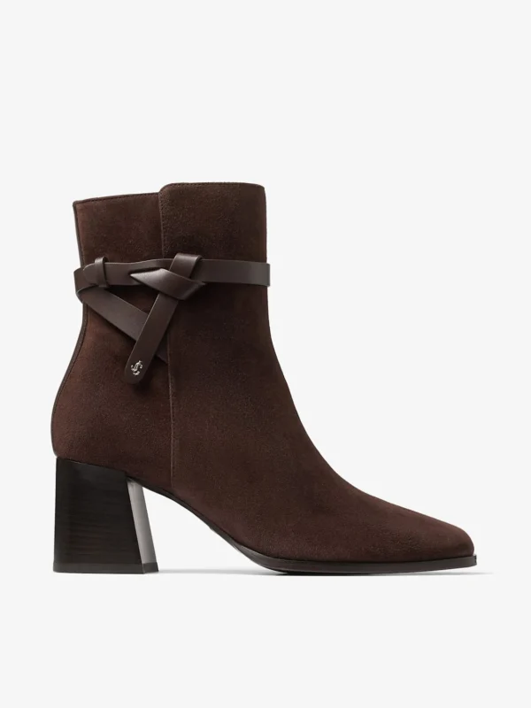 Jimmy Choo Lawton Ankle Boot 65 Chocolate Suede and Calf Leather Ankle Boots
