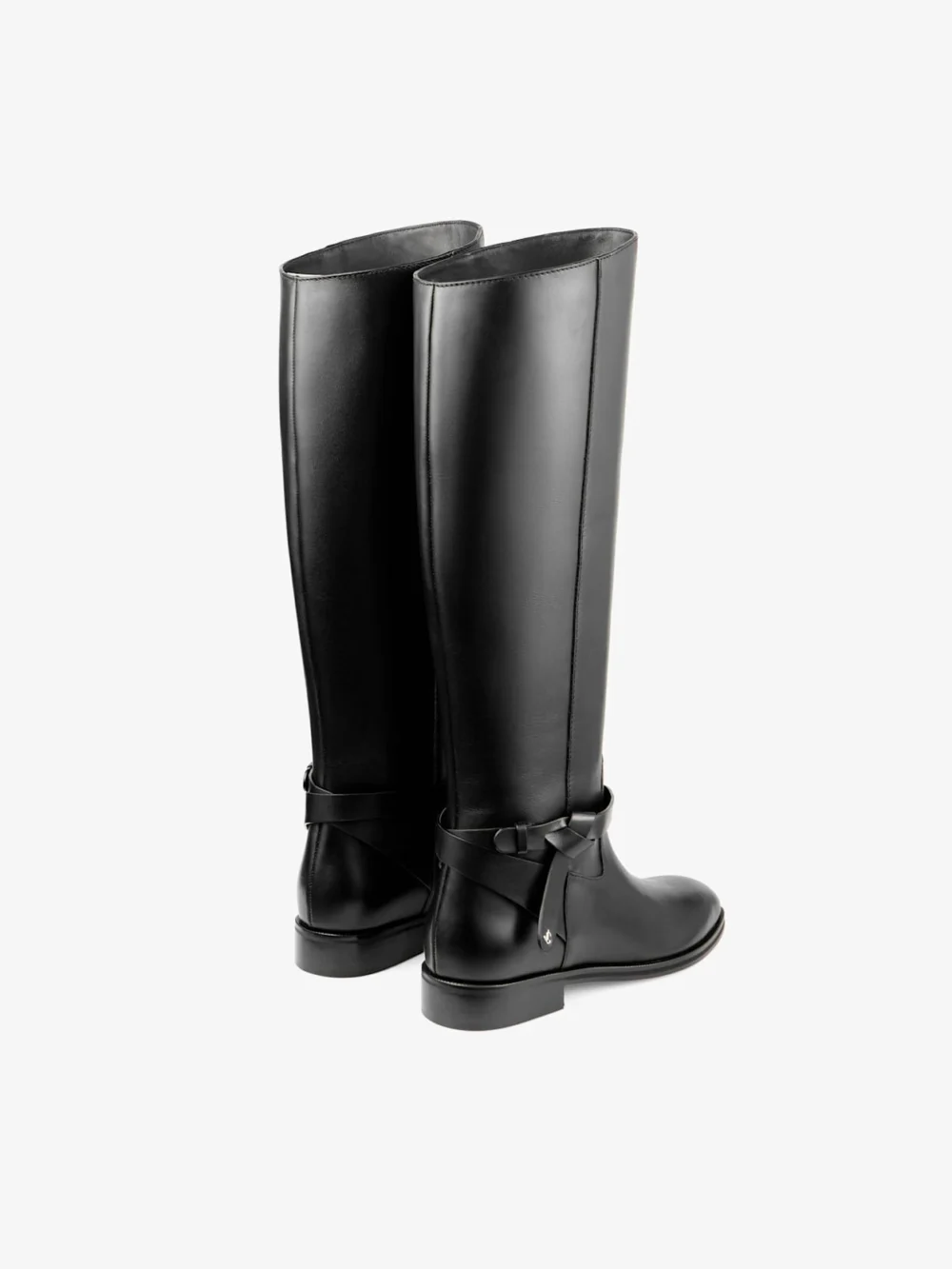 Jimmy Choo Lawton Knee Boot Flat Black Calf Leather and Soft Vachetta Knee High Boots, another view