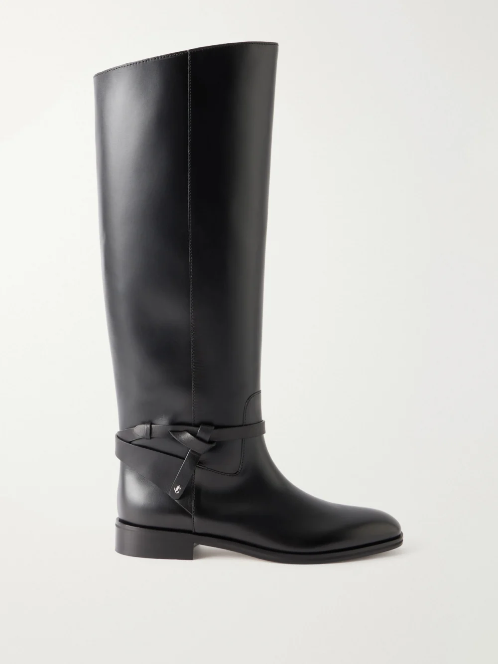 Jimmy Choo Lawton Knotted Leather Knee Boots in black