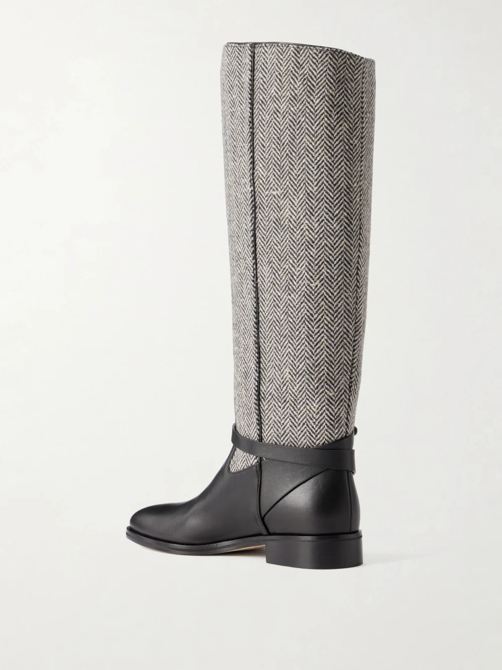 Back view of the Jimmy Choo Lawton Leather-trimmed Herringbone Knee Boots