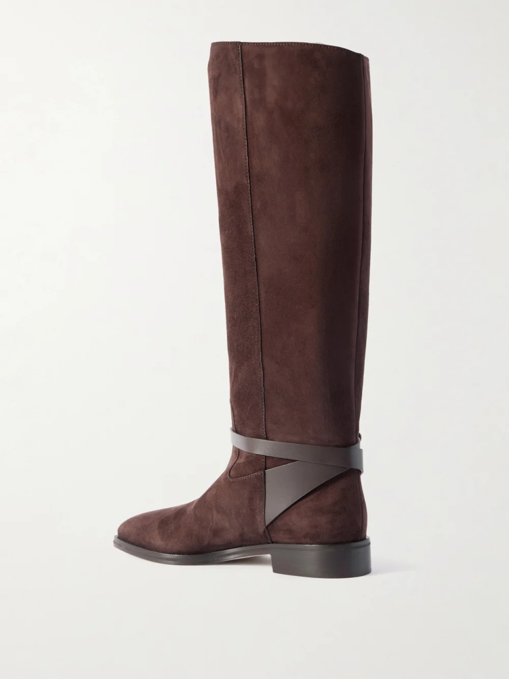 Back view of the Jimmy Choo Lawton Leather-trimmed Suede Knee Boots