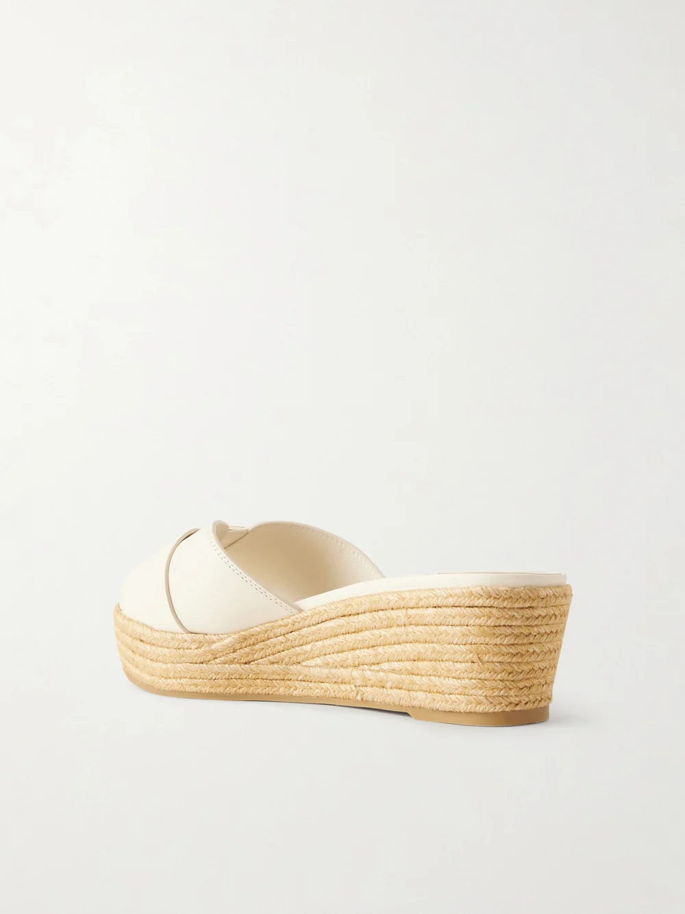 Back view of the Jimmy Choo Leda Logo-embellished Leather Platform Espadrilles
