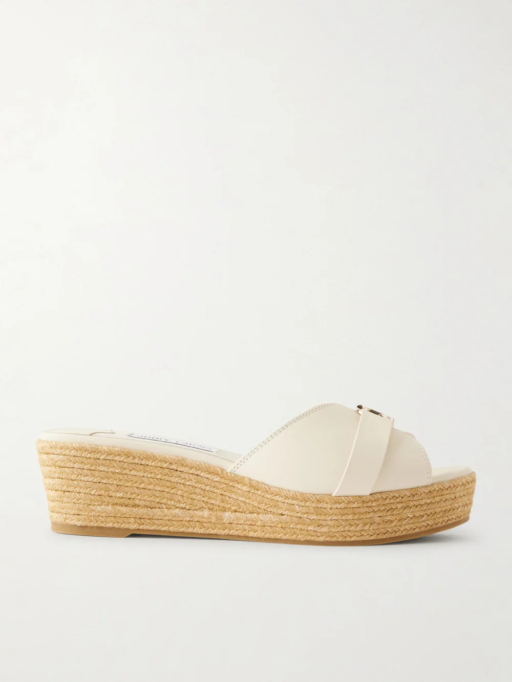 Jimmy Choo Leda Logo-embellished Leather Platform Espadrilles in off-white